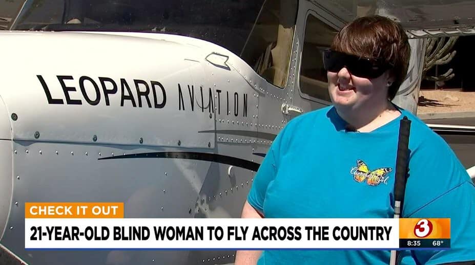 Blind woman learns to fly!