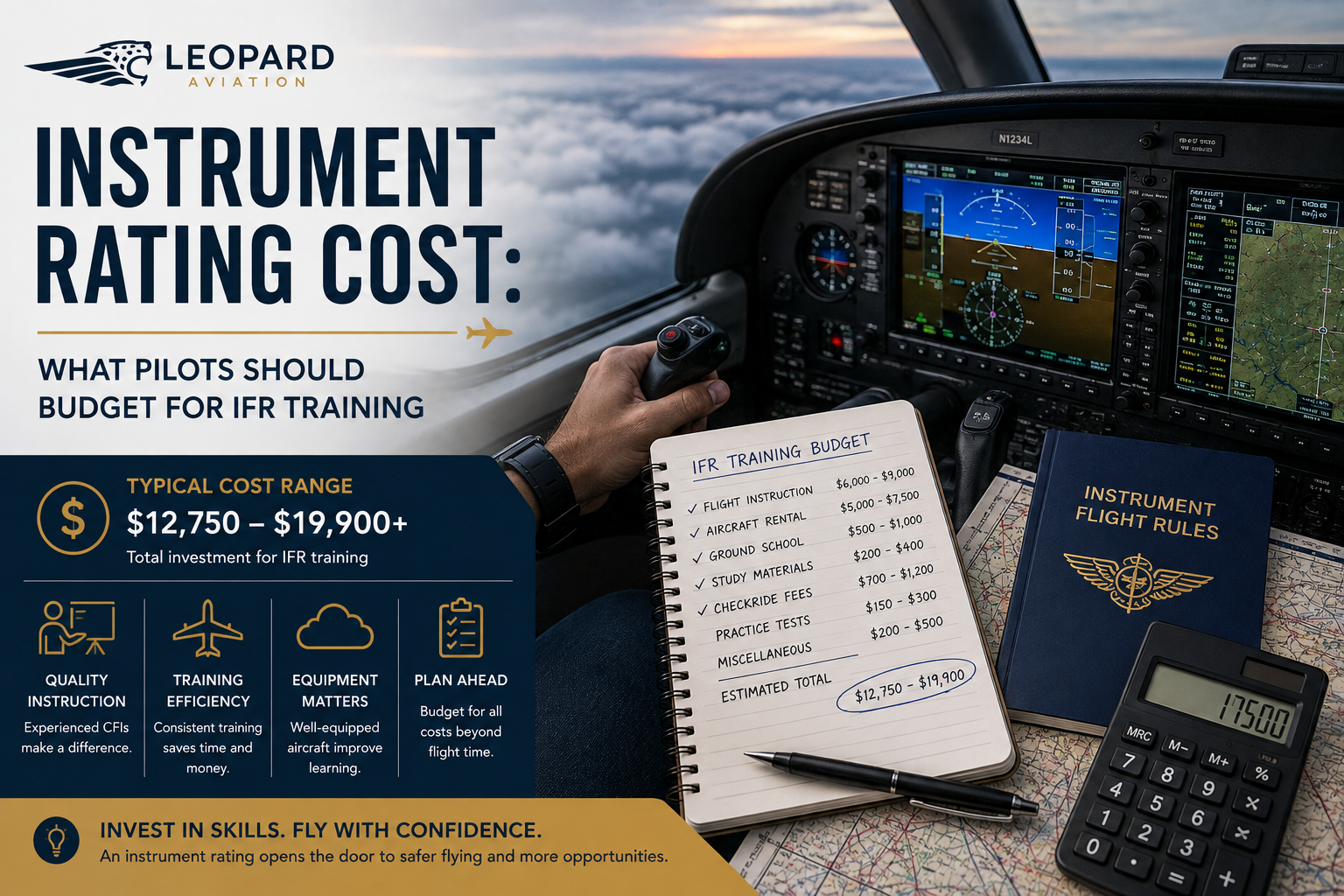 Image of Instrument Rating Costs blog image for flight school explaining costs